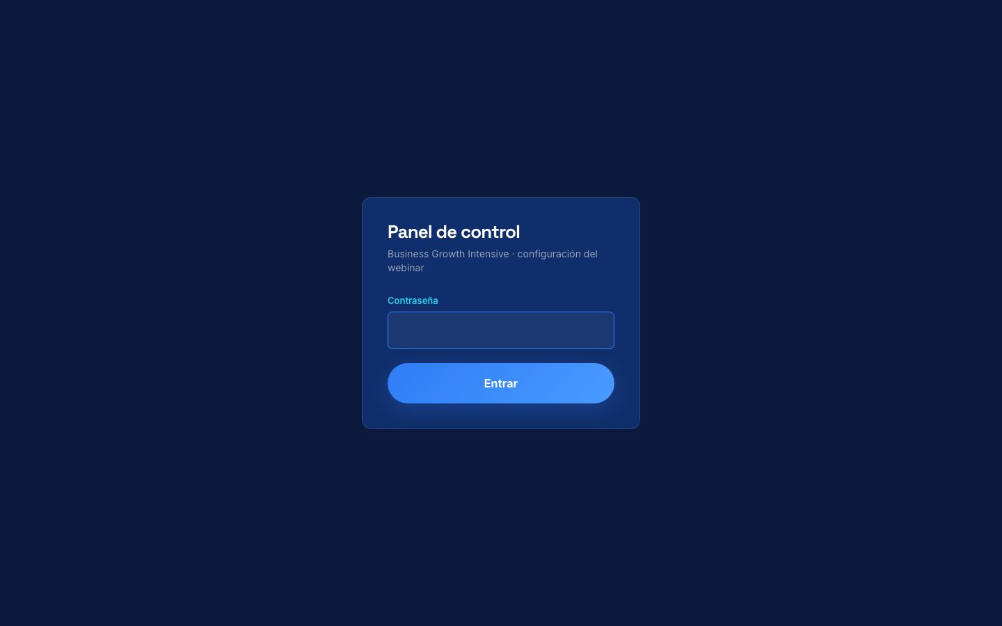 La entrada al panel, con un solo campo de contraseña